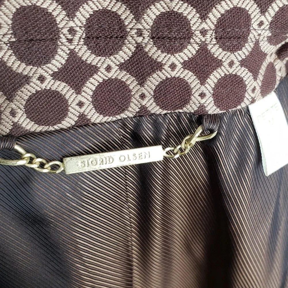 Sigrid Olsen Long Blazer Single Breasted Brown Gold Vintage - Picture 6 of 17